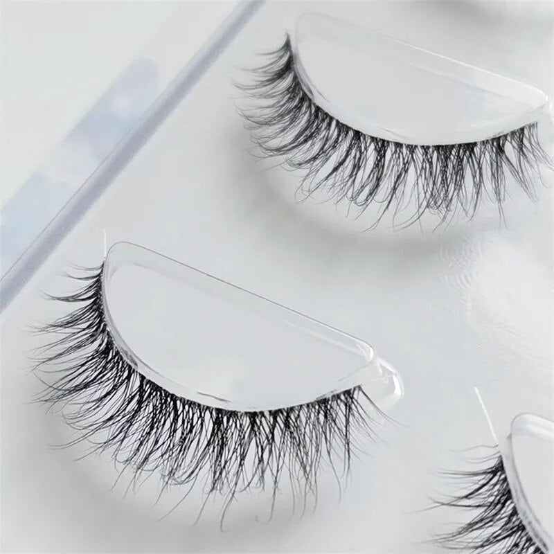 False Eyelashes 3 Pairs Pure Handmade Natural Transparent Terrier Fake Eyelashes Short Paragraph Bare Makeup Eyelashes