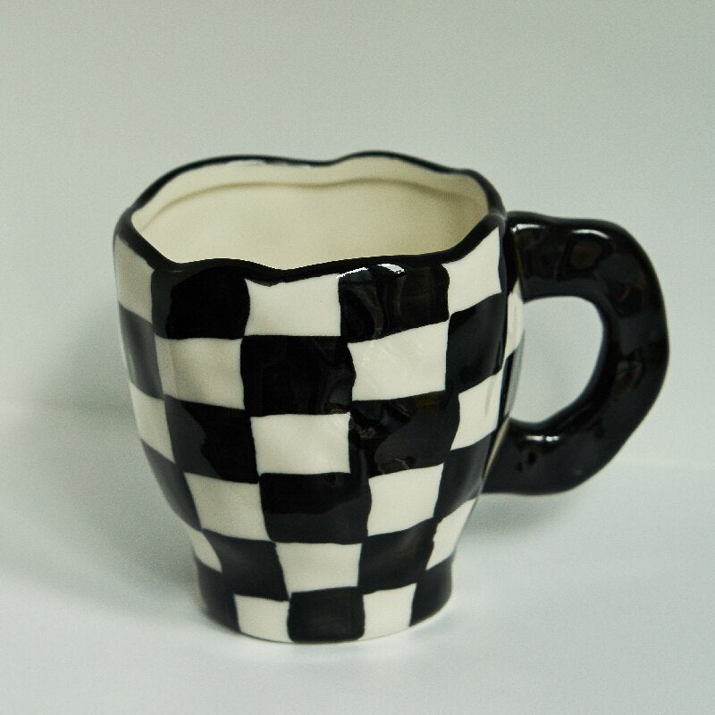 Korean Ins Style Hand Made Irregular Mug Hand Painted Flowers Ceramic Mug Breakfast Cup Coffee Cup Cute Tea Cups