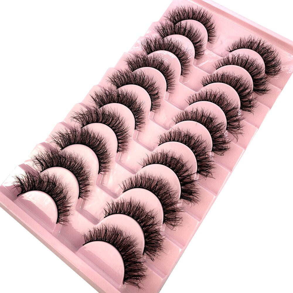 10 pairs Natural Lashes 3D Mink Lashes Faux Mink Fluffy Lash Soft Full Thick Wispy Eyelash Dramatic False Eyelashes