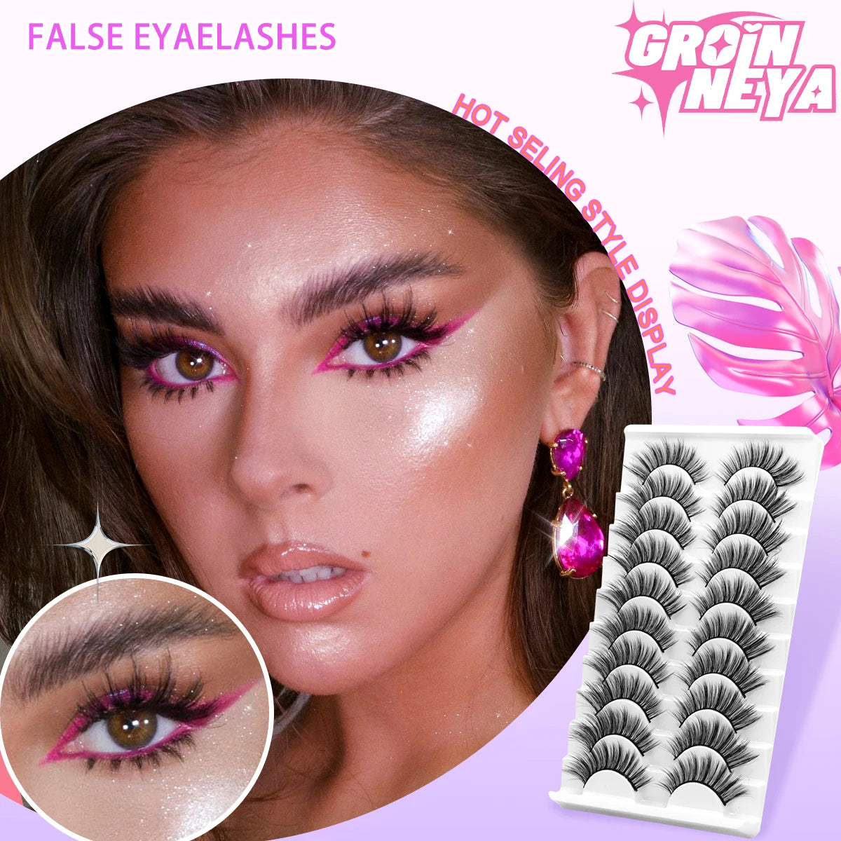 Natural Eyelashes 10 Pairs 3D Mink Lashes False Eyelashes Soft Wispy Volume Cross Fake eyelashes