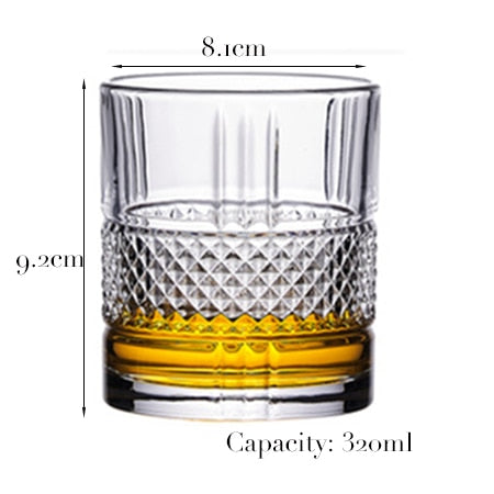1PCS Whiskey Glass Old Fashioned Rocks Glasses Tumblers Glassware for Cocktail Scotch Bourbon Gin Vodka Brandy