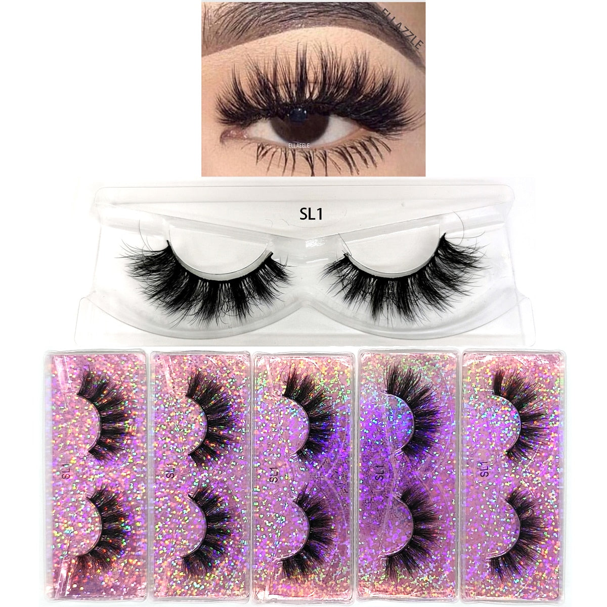 5 Pairs 3D Mink Lashes Fluffy Soft Wispy Natural Cross Eyelash Extension Reusable Lashes