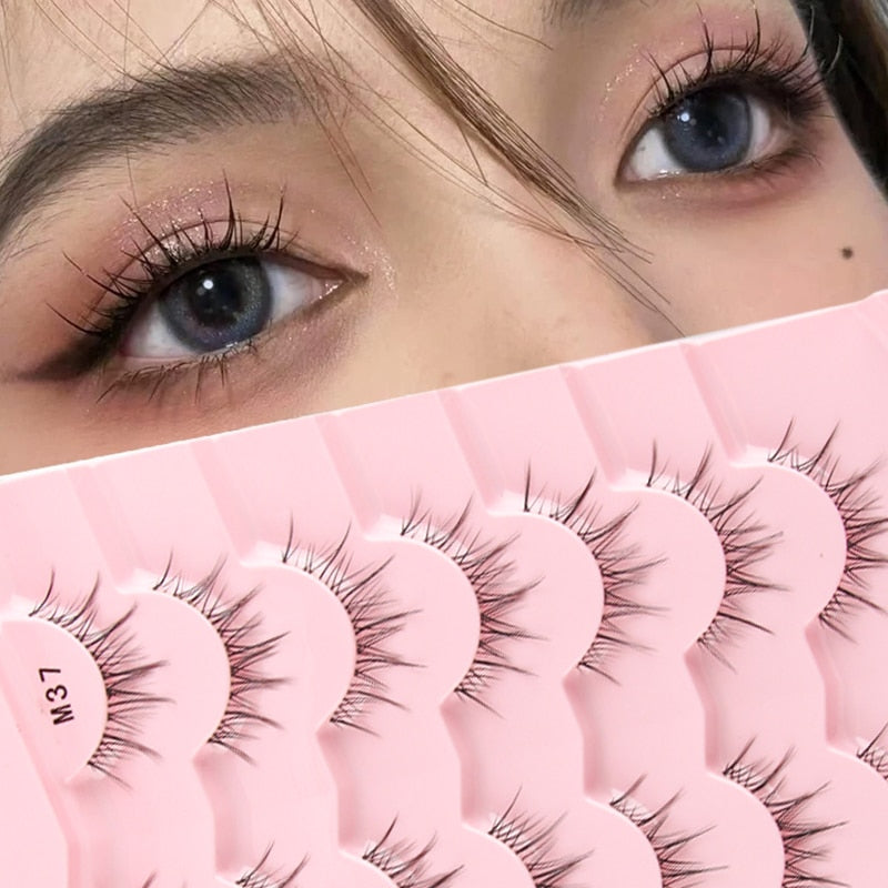 Manga Lashes 3/5/10 Pairs Eyelashes 3D Mink Lashes Korean Natural Cils Strip Lashes Band Soft Cosplay False Eyelashes