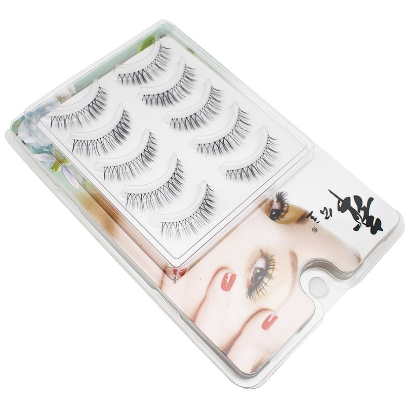 Manga Lashes Faux Cils 3/5/10 Pairs Lashes Soft and Slender False Eyelashes Transparent Stem Eyelashes Lash Extension