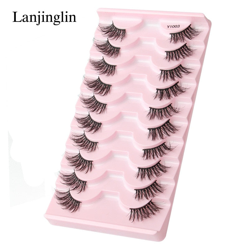 Half Eey Lashes 3/5/10 Pairs Faux Mink Lashes Natural False Eyelashes Wispy Fluffy Eyelash Extension
