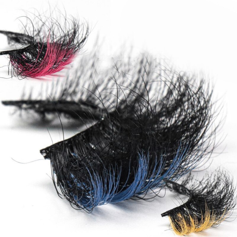 Colored Lash Natural Mink Fluffy Colorful Eyelashes Volume Fan Lashes Thick