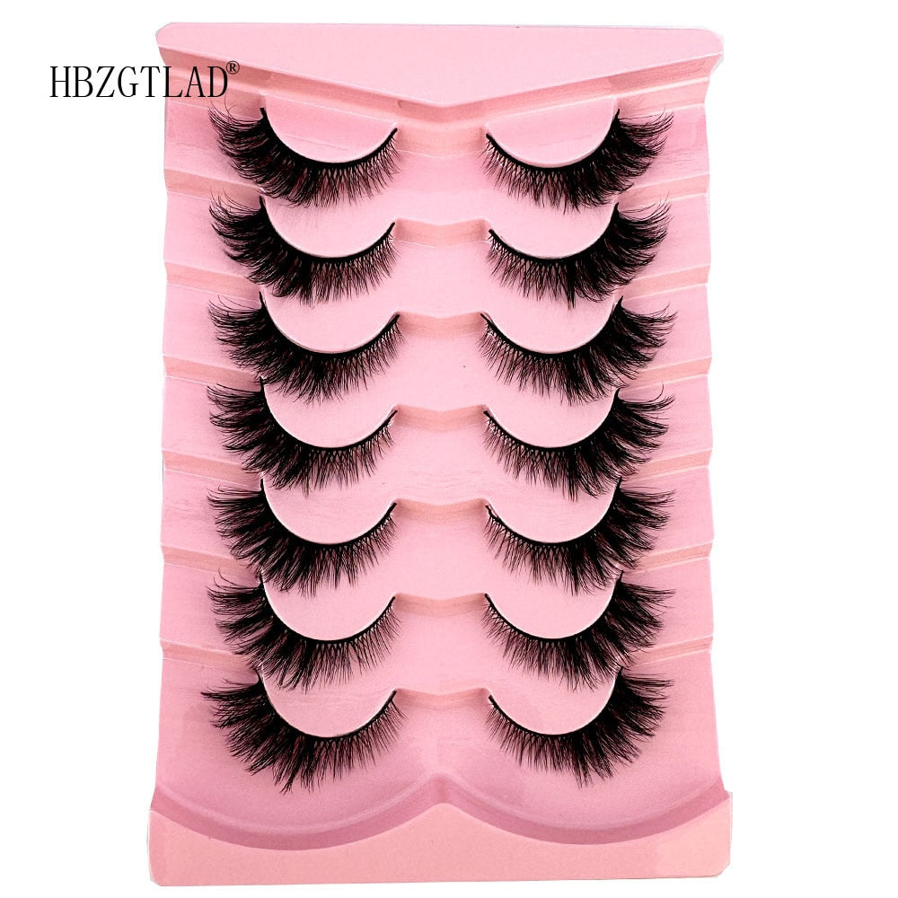 Cat Eye Fluffy lashes Faux Mink Eyelashes Long 7 Pairs Fluffy Mink Lashes Dramatic Volume lashes Extension