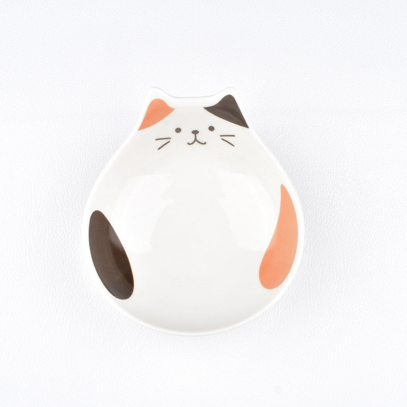 Japanese Cartoon Ceramic Cat Face Salad Bowl Cat Shape Dessert Rice Bowl Children's Tableware Home Kitchen Supplies Dinnerware