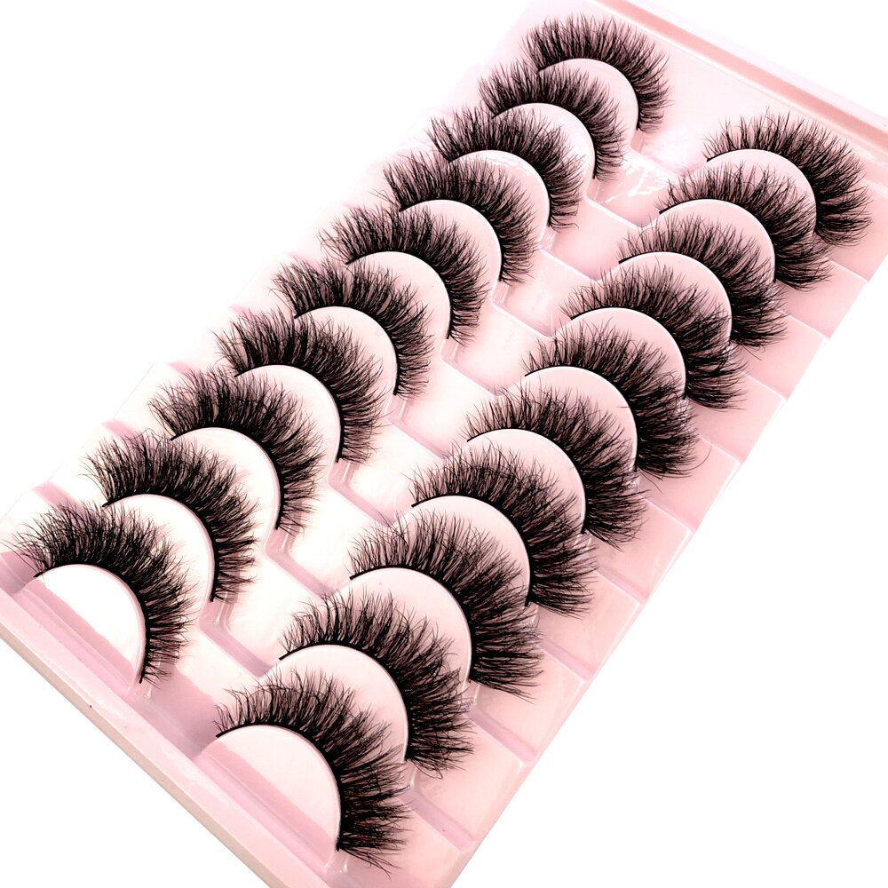 10 pairs Natural Lashes 3D Mink Lashes Faux Mink Fluffy Lash Soft Full Thick Wispy Eyelash Dramatic False Eyelashes