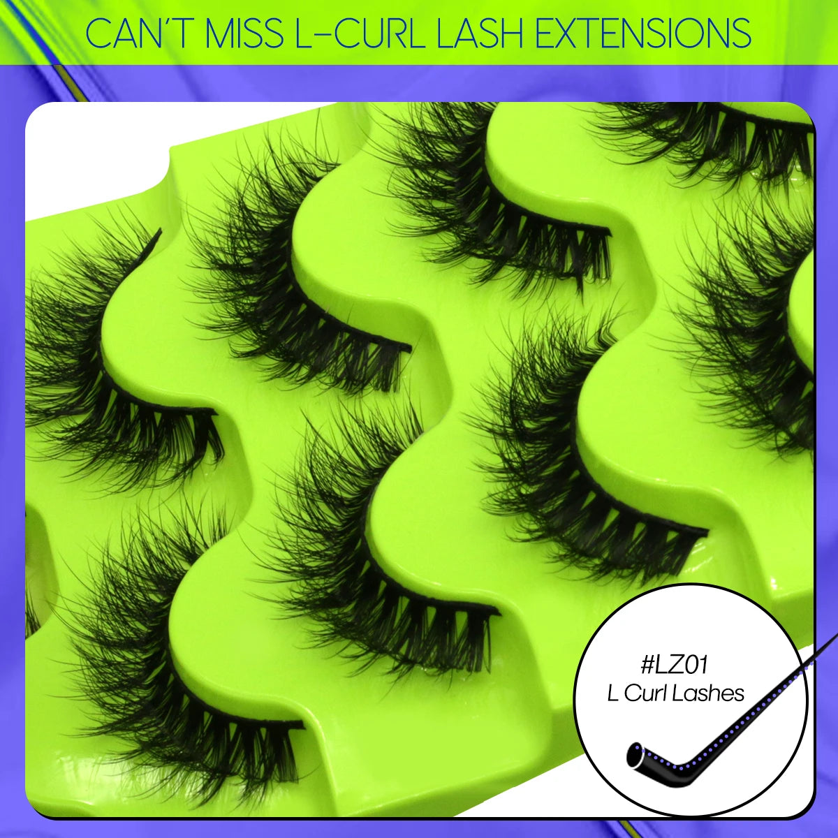 5 Pairs L Curl Lashes Faux Mink Lashes 3D Mink Eyelashes Reusable Fluffy Eyelash Extension