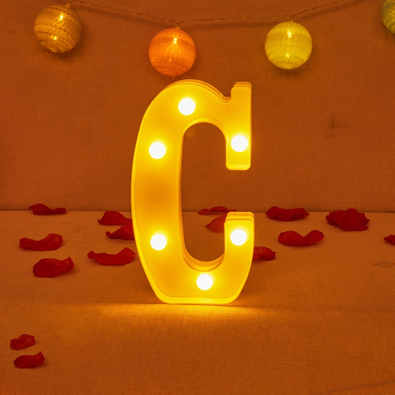 Alphabet Letter LED Lights Luminous Number Lamp Decor Battery Night Light for home Wedding Birthday party Decoration