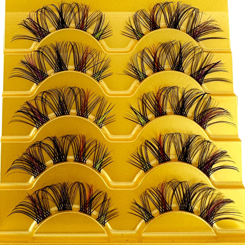 Colored Lashes Manga Lashes 3D Clear Band Lashes Natural Look Wispy Mink Eyelashes Fluffy Cat Eye Lashes individual Eyelashes