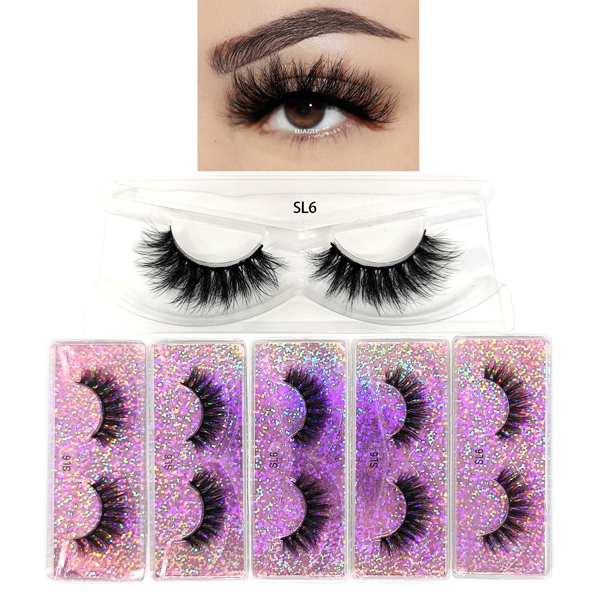 5 Pairs 3D Mink Lashes Fluffy Soft Wispy Natural Cross Eyelash Extension Reusable Lashes