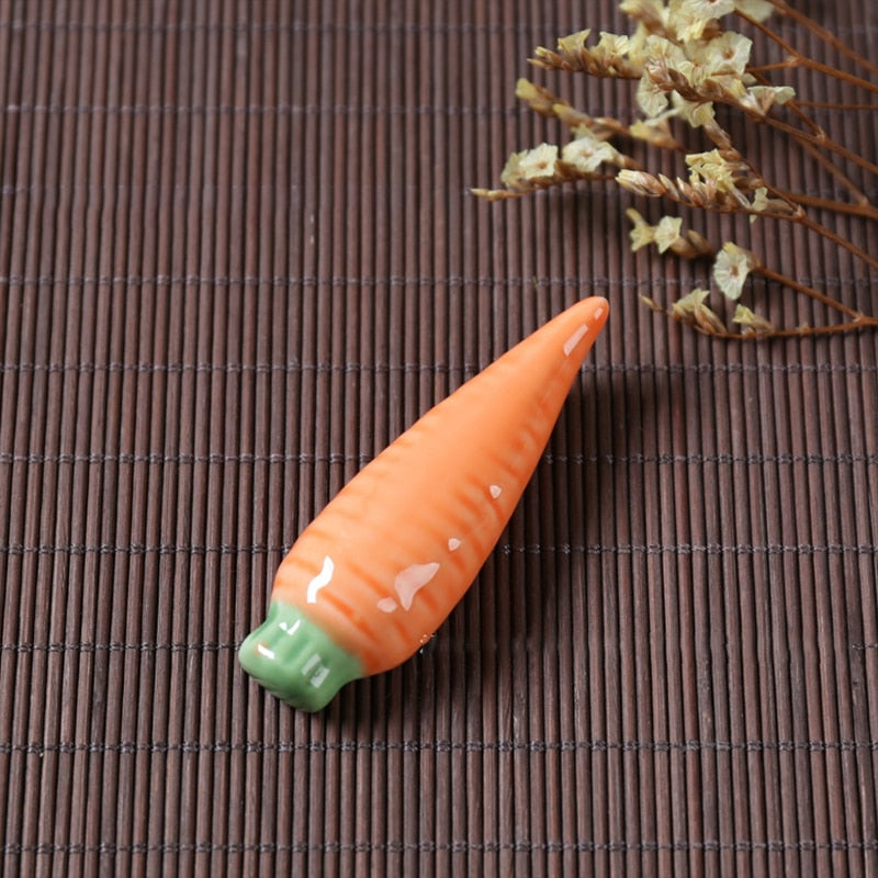 Japanese Style Chopstick Holder Ceramics Chopsticks Rest Vegetable Fruits Shape Fork Shelf Kitchen Tableware