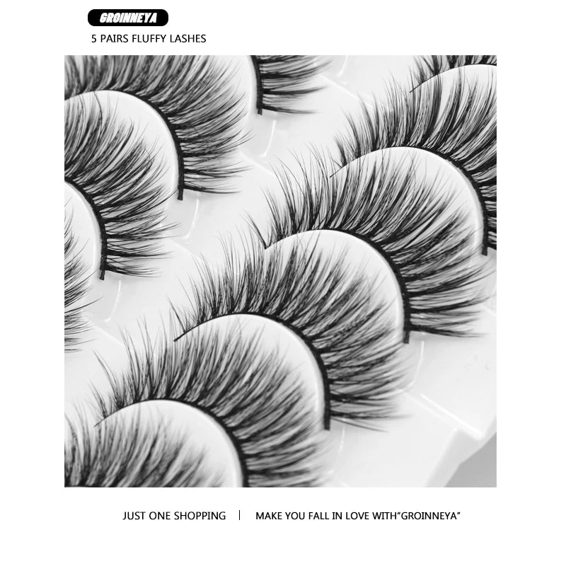 Natural Eyelashes 10 Pairs 3D Mink Lashes False Eyelashes Soft Wispy Volume Cross Fake eyelashes