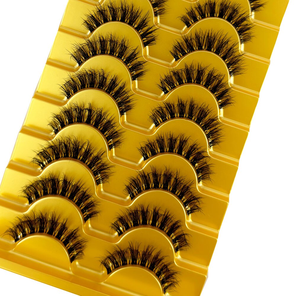 Manga Lashes 10 Pairs cosplay 3D Faux Mink Lashes Natural short Full Strip Lashes Clear Band Natural Eyelashes Extension