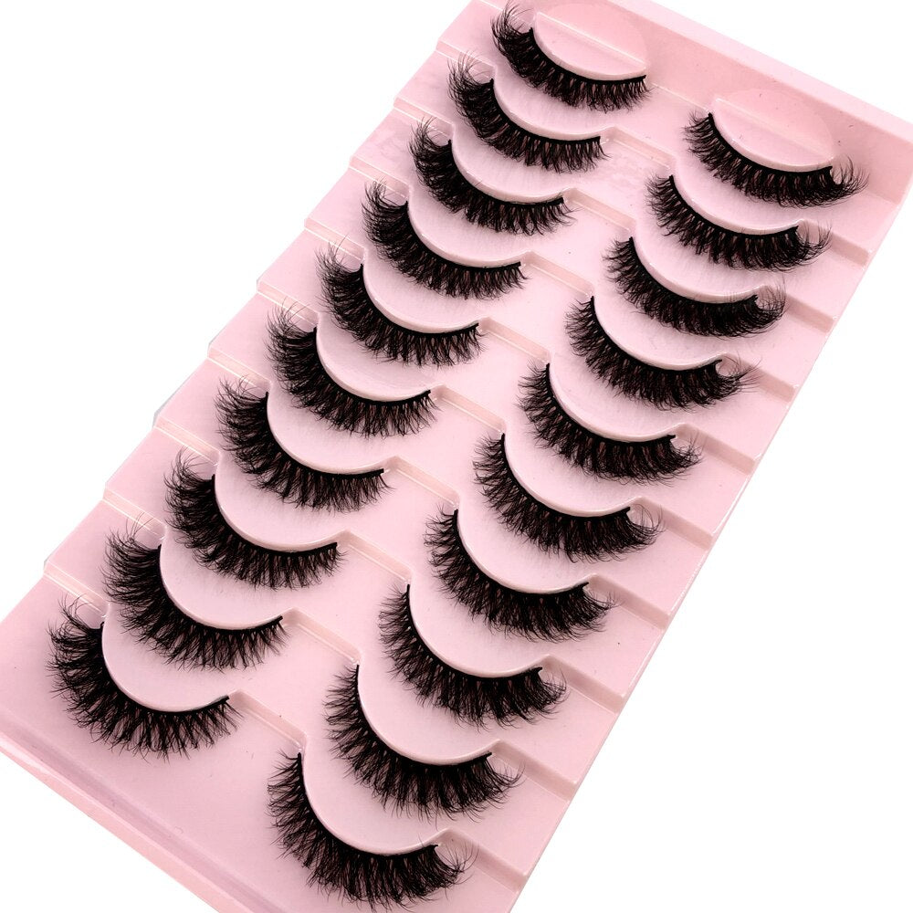 10 Pairs Fake Eyelashes Natural Cils Thick False Eyelashes Cross Eye Lashes Reusable Eyelash