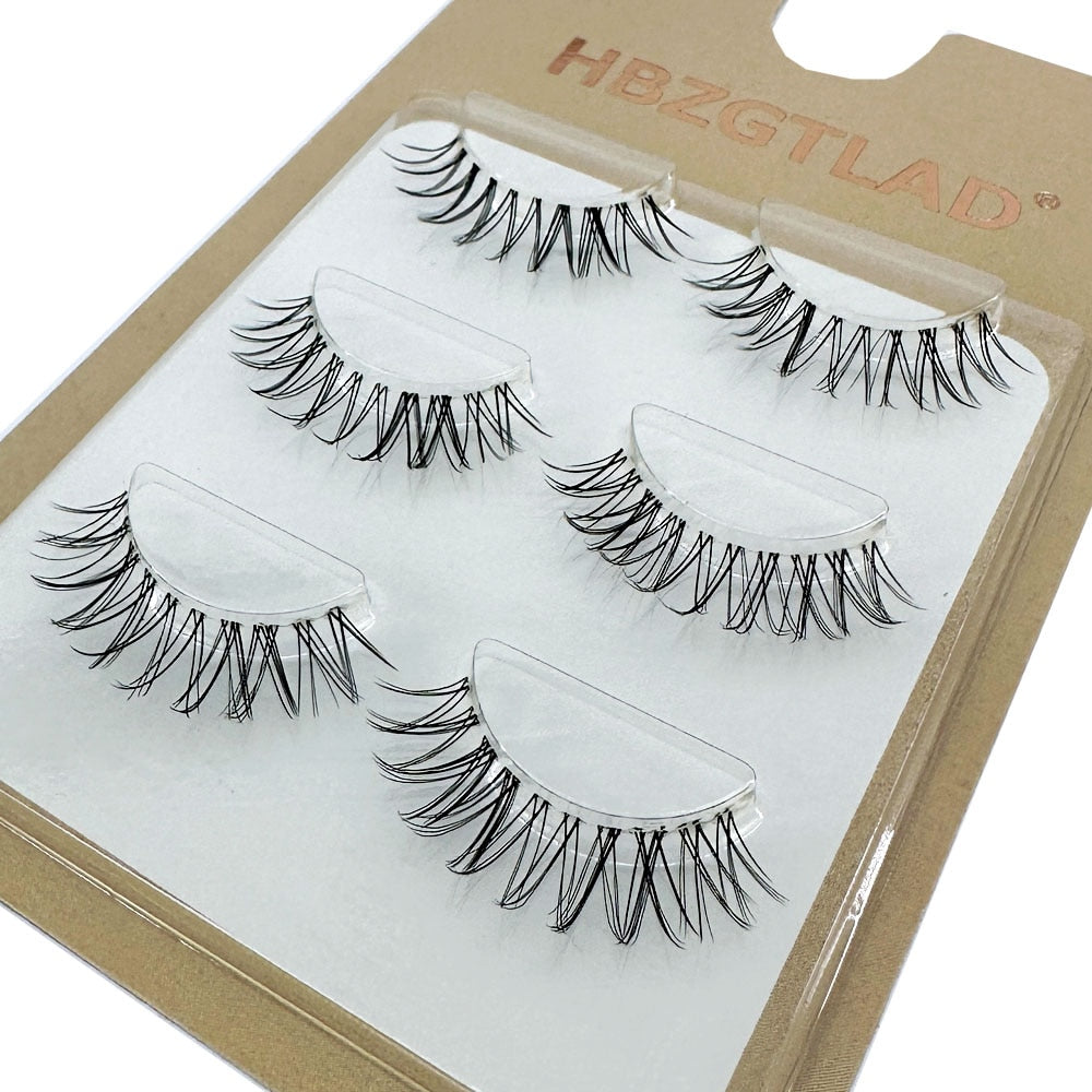 3Pairs Mink Lashes 3D Mink Eyelashes Invisible Band Natural Black Mink False Eyelash Full Strip cilios posticos Reusable