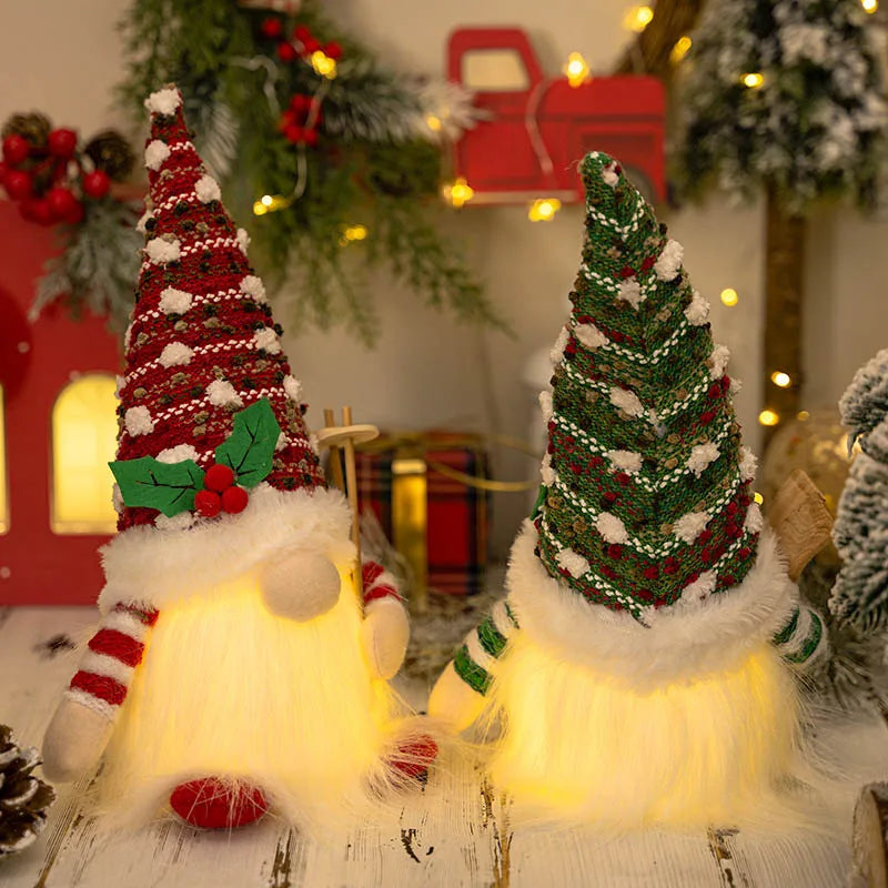 Christmas Doll Sled Elf Ski Gnome with Led Light Christmas Decorations for Home Xmas New Year 28cm