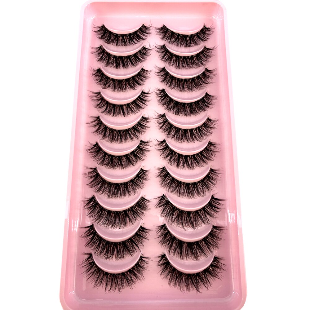 Mink Eyelashes 10 pairs lashes invisible band 3d mink lashes reusable natural false eyelashes
