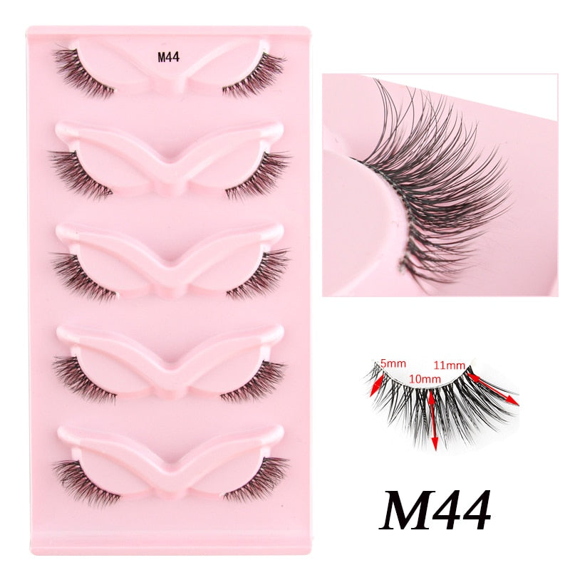 3/5/10 Pairs Half Lashes Fox Eye Wispy Fluffy Faux Cils Natural Winged Fake Eyelashes Half Lashes maquillage