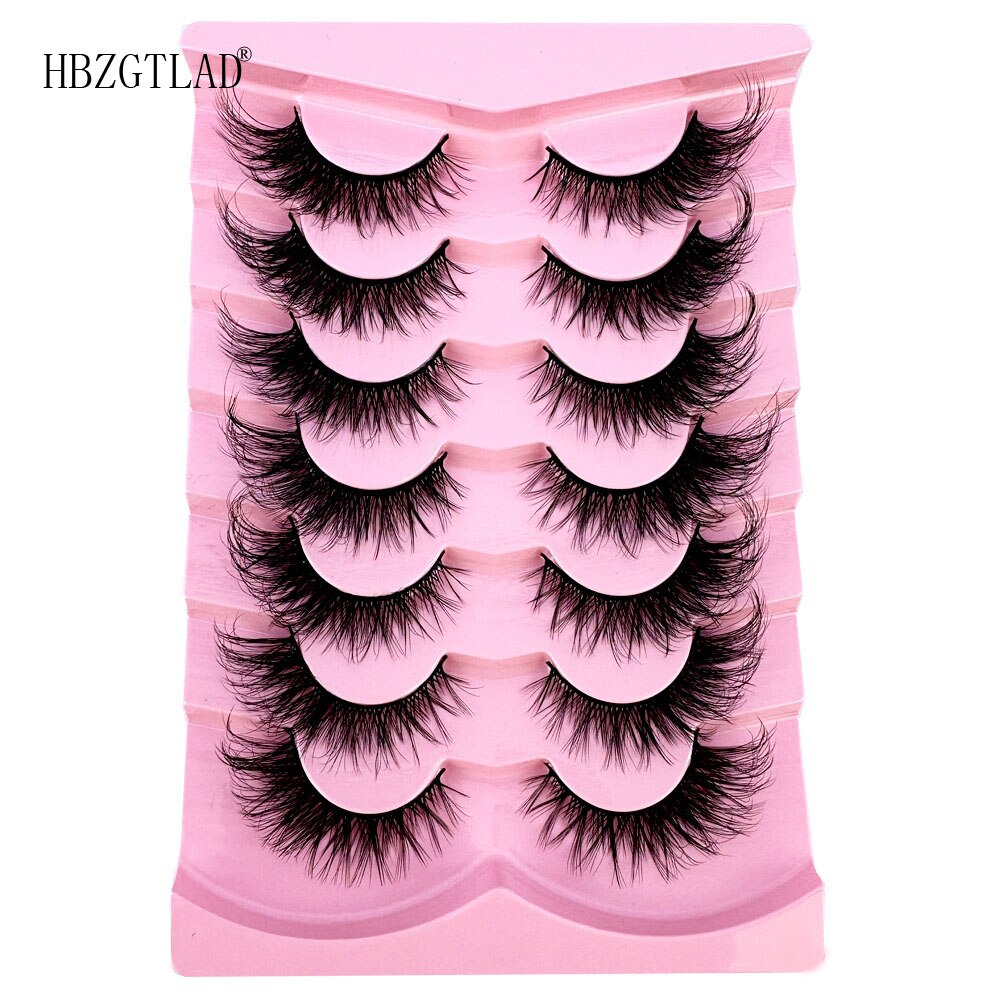 Cat Eye Fluffy lashes Faux Mink Eyelashes Long 7 Pairs Fluffy Mink Lashes Dramatic Volume lashes Extension