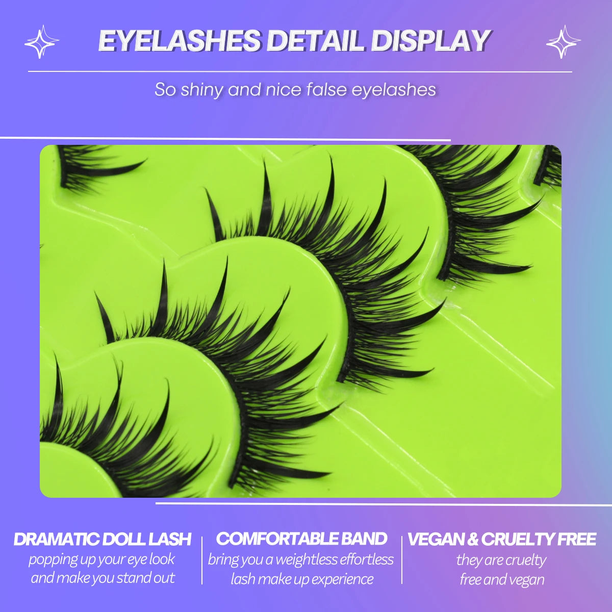 5/7 pairs Manga Lashes Soft Natural Eyelashes Thick False Eyelashes Fluffy Cross Manga Lashes Wispy Eyelashes