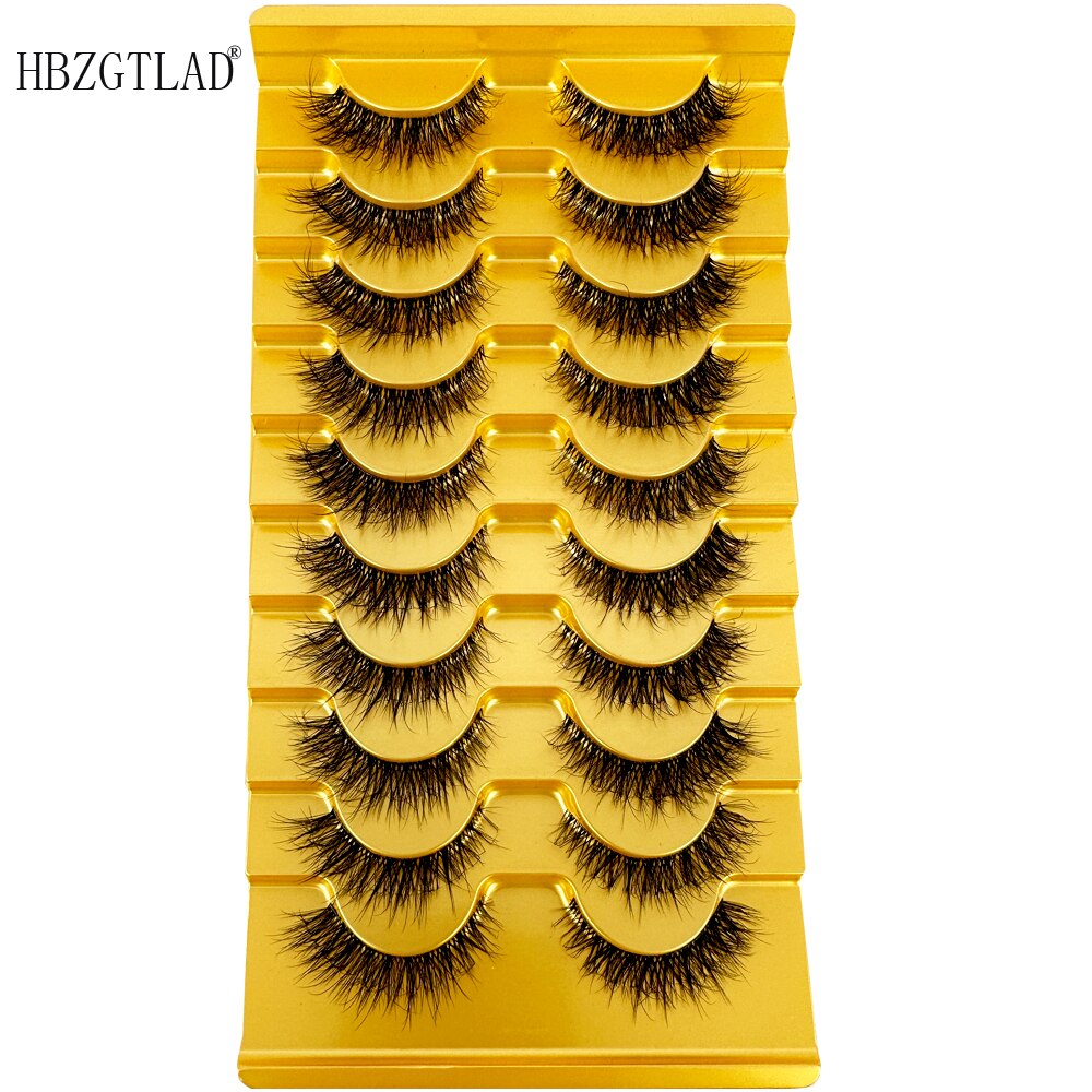 Manga Lashes 10 Pairs 3D Clear Band Lashes Natural Look Wispy Mink Eyelashes short Fluffy Cat Eye Lashes Pack Fake Eyelashes