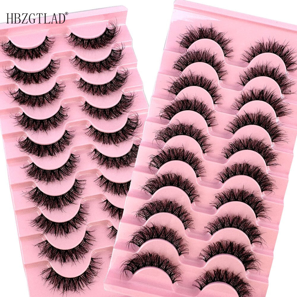 Invisible band Lashes 10 Pairs 3D Faux Mink Lashes Natural short Transparent Terrier Lashes Clear Band Soft Eyelashes Extension