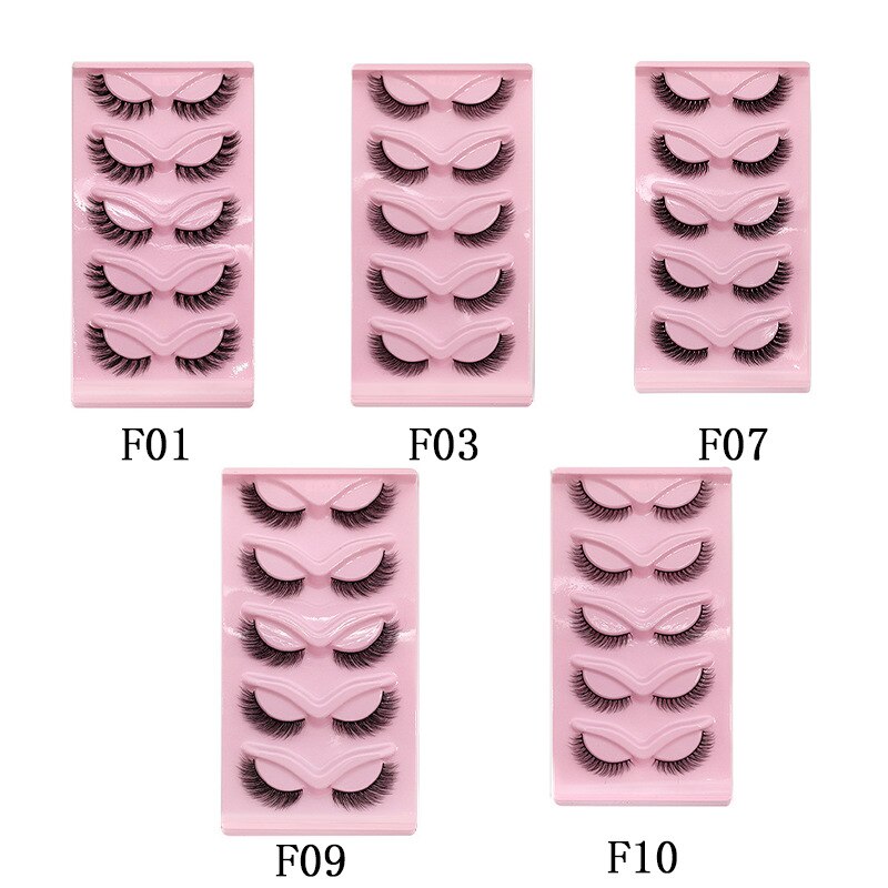 3D Cat Eyelashes 5 Pairs Faux Mink Fox Eyelash Winged Fluffy Fake Lashes Maquiagem Natural Long Faux Cils