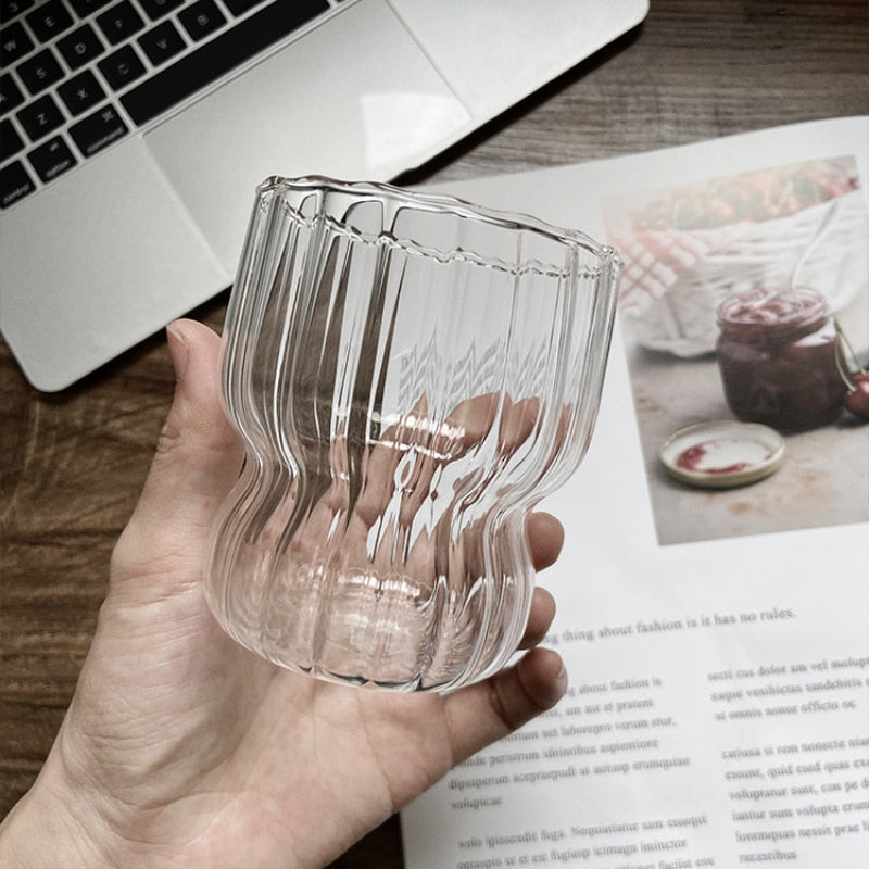 Cute Girl Ins Fat Cups Household Ice Cream Cup Milk Breakfast Oatmeal Mug High Temperature Resistant Glass Water Cup