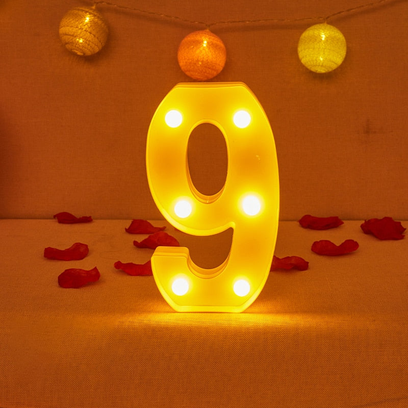 Alphabet Letter LED Lights Luminous Number Lamp Decor Battery Night Light for home Wedding Birthday party Decoration