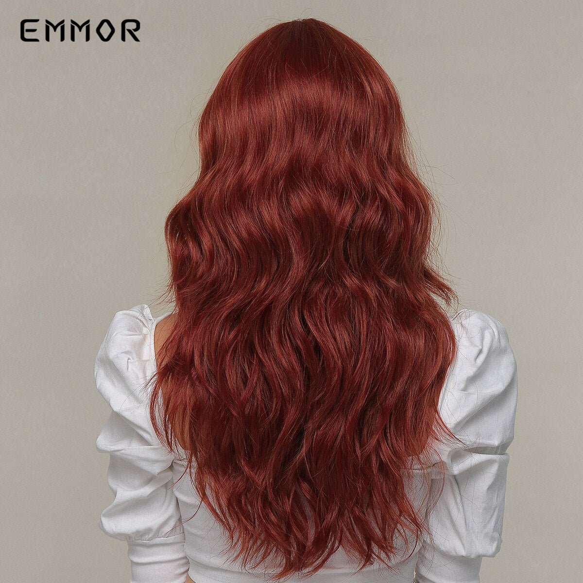 Synthetic Middle Dark Red with Bangs for Women Natural Long Water Wavy Cosplay Hairstyle Heat Resistant Fiber Hair Wigs