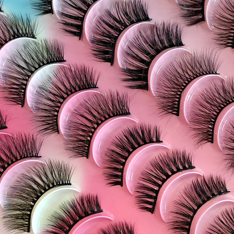 Eyelashes 20Pairs 3D Mink Lashes Fluffy Soft Wispy Natural Cross False Eyelashes Reusable Eyelash Extension