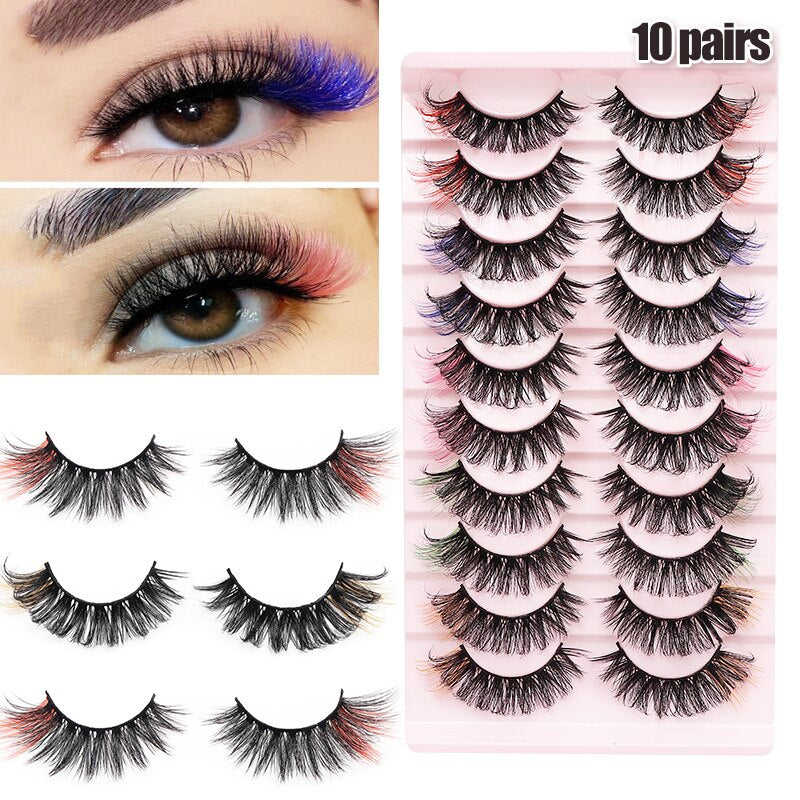 Colored Lash Natural Mink Fluffy Colorful Eyelashes Volume Fan Lashes Thick