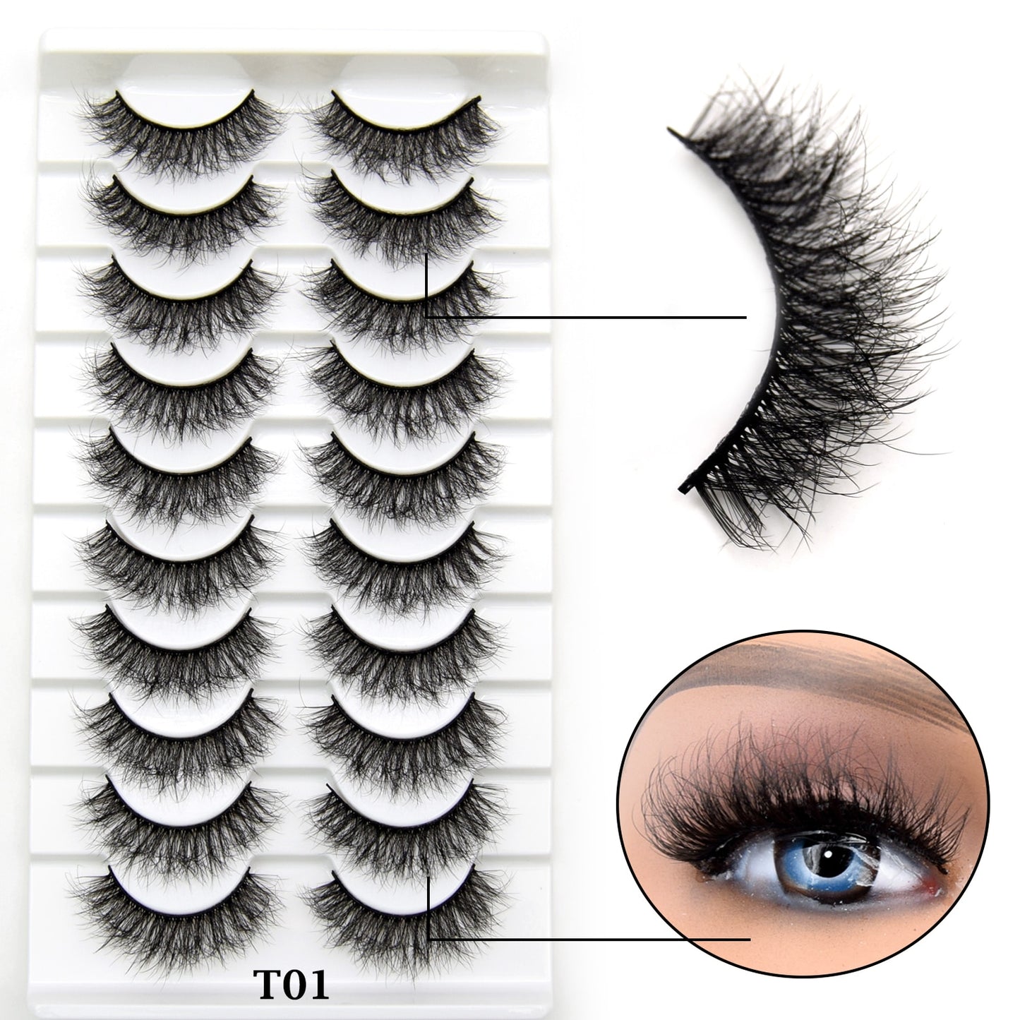 10 Pairs Eyelashes Natural Long 3D Mink Lashes Fluffy Volume Mink False Eyelashes Cruelty Free Wispy Lashes Cilios