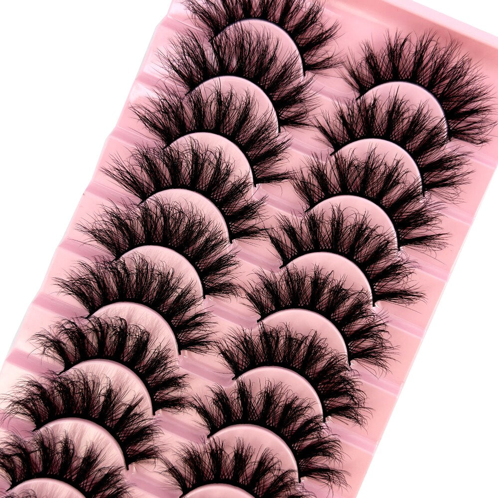 10 pairs 3d faux mink false eyelashes natural long messy fake eyelashes crisscross lashes extension fluffy eye lashes