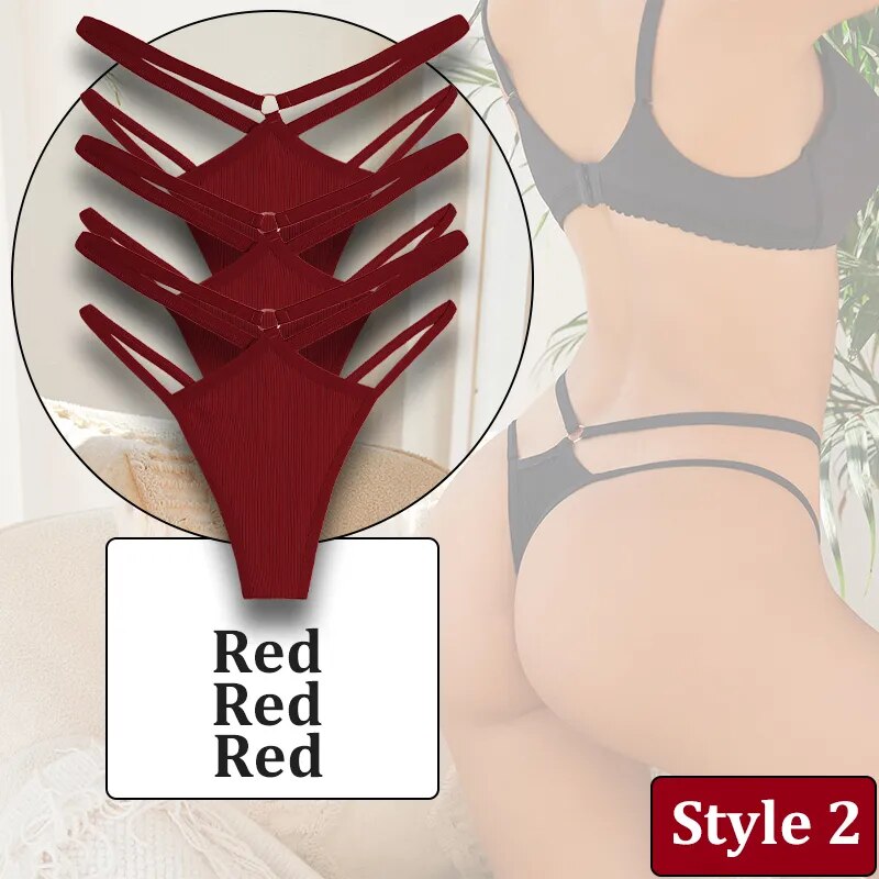 3PCS/Set Women Sexy Lace Panties Hollow Out Thongs Low Waist Female Cotton G-String Underwear Bikini Intimates Lingerie