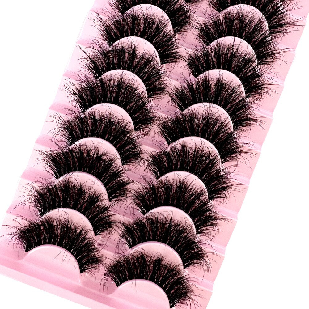 10Pairs 5D Mink Eyelash Winged Thick Long Eyelashes Handmade Transparent Terrier 3dLashes Messy Cross Lash For Eyelash Extension