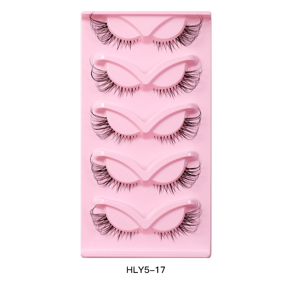 5Pairs Lashes Manga Lashes 3D Clear Band Lashes Natural Look Wispy Mink Eyelashes Fluffy Cat Eye Lashes individual Eyelashes