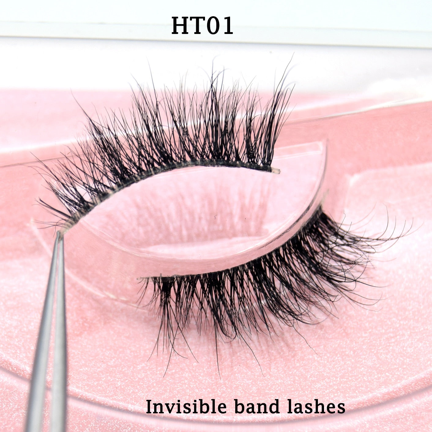 Half Lashes Transparent Stalk Invisible Band Mink Lashes Natual Wispy Half Mink eyelashes Reusable False Eyelashes