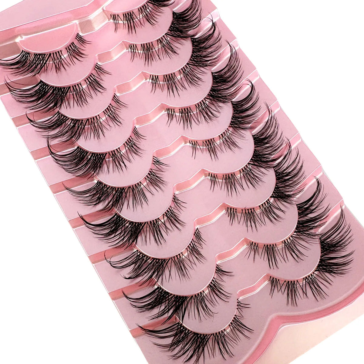 9 Pairs Natural Fox Eye Lashes Small Short Wispy Cat Eye False Lashes Natural Look Clear Band Wispies Faux Mink Eyelashes Pack
