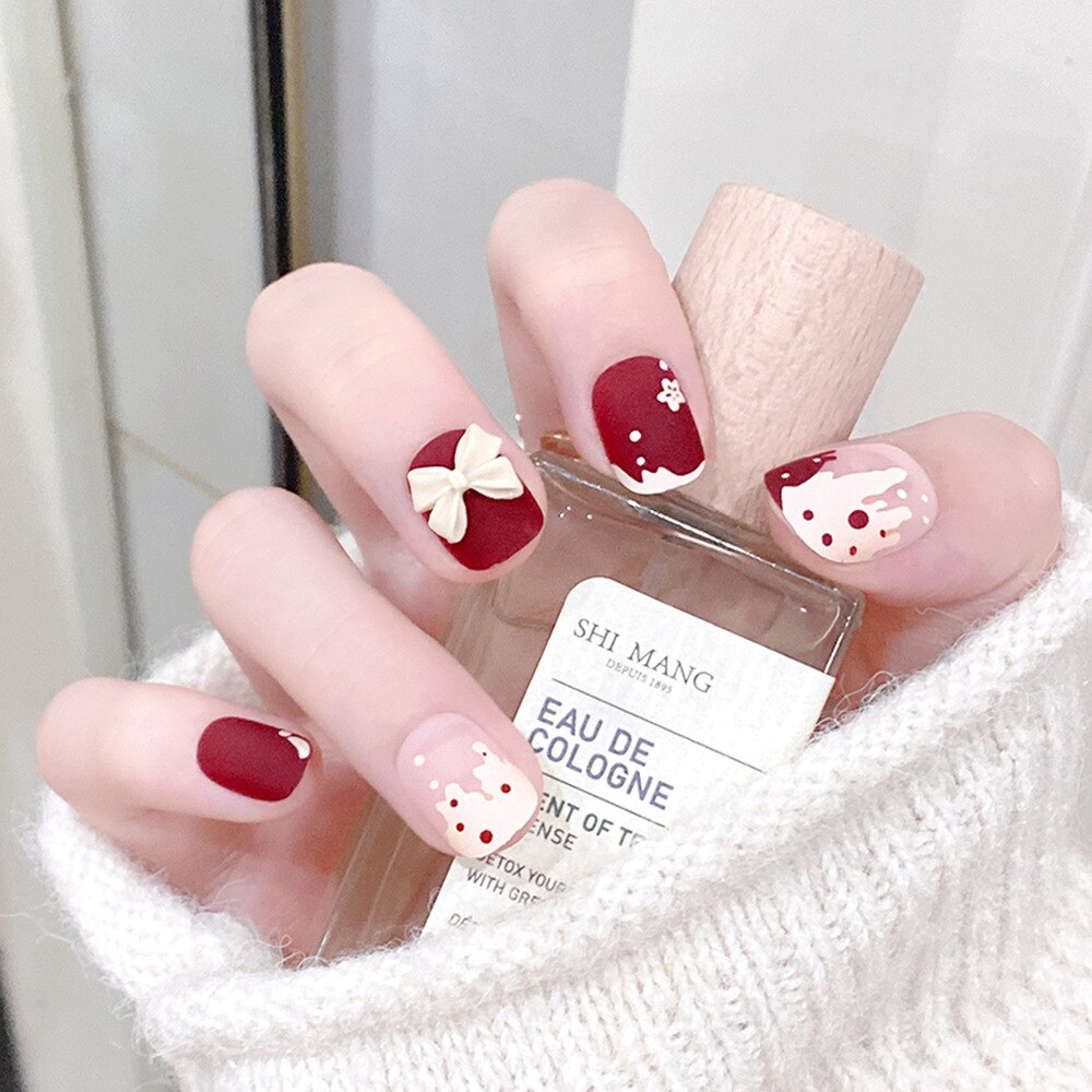 24Pcs Spice Girl Spider Animation False Nails Halloween with Glue French Design Wearable Fake Nails Magic Press on Nails Tips
