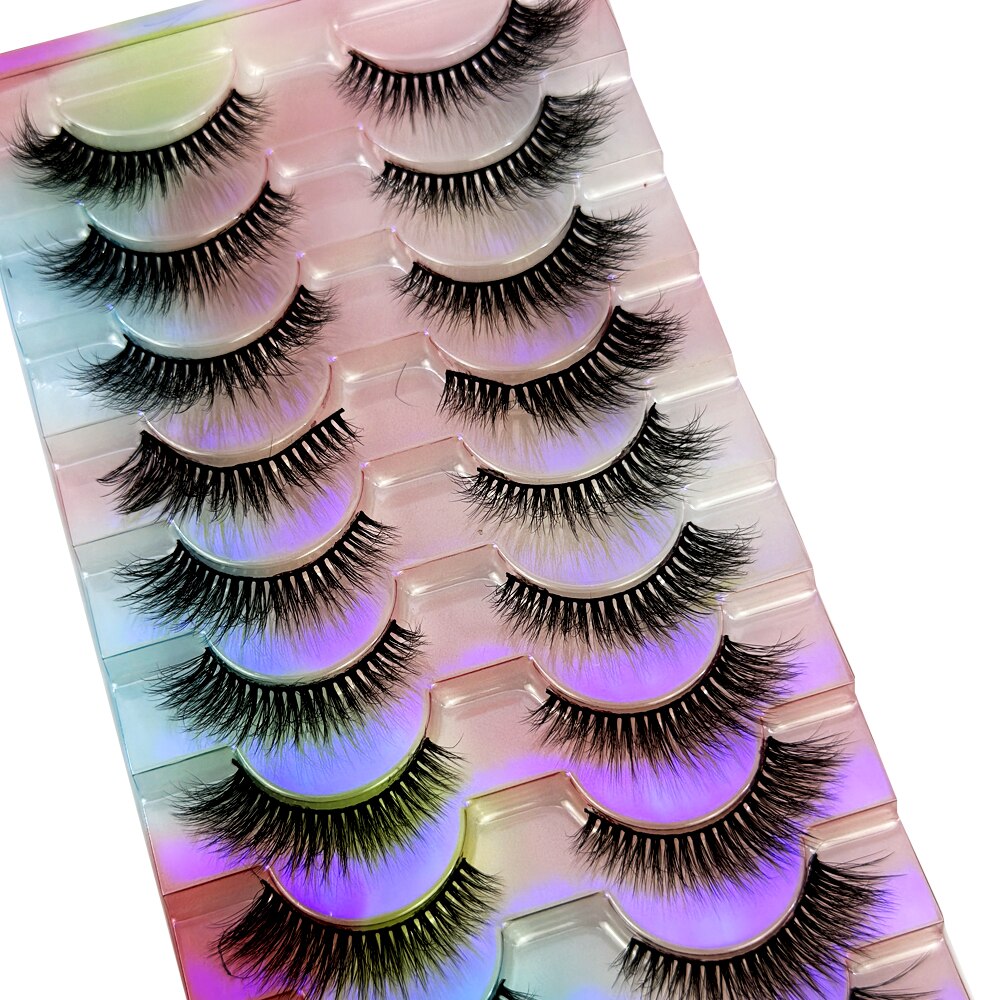 10 Pairs 3d False Eyelashes Cat Eye Wispy end eye elongated Thick Mink Lashes 5D Fluffy Natural Long Short Fake Lashes