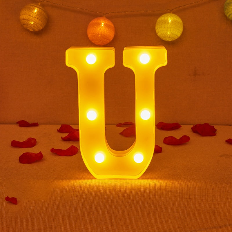 Alphabet Letter LED Lights Luminous Number Lamp Decor Battery Night Light for home Wedding Birthday party Decoration