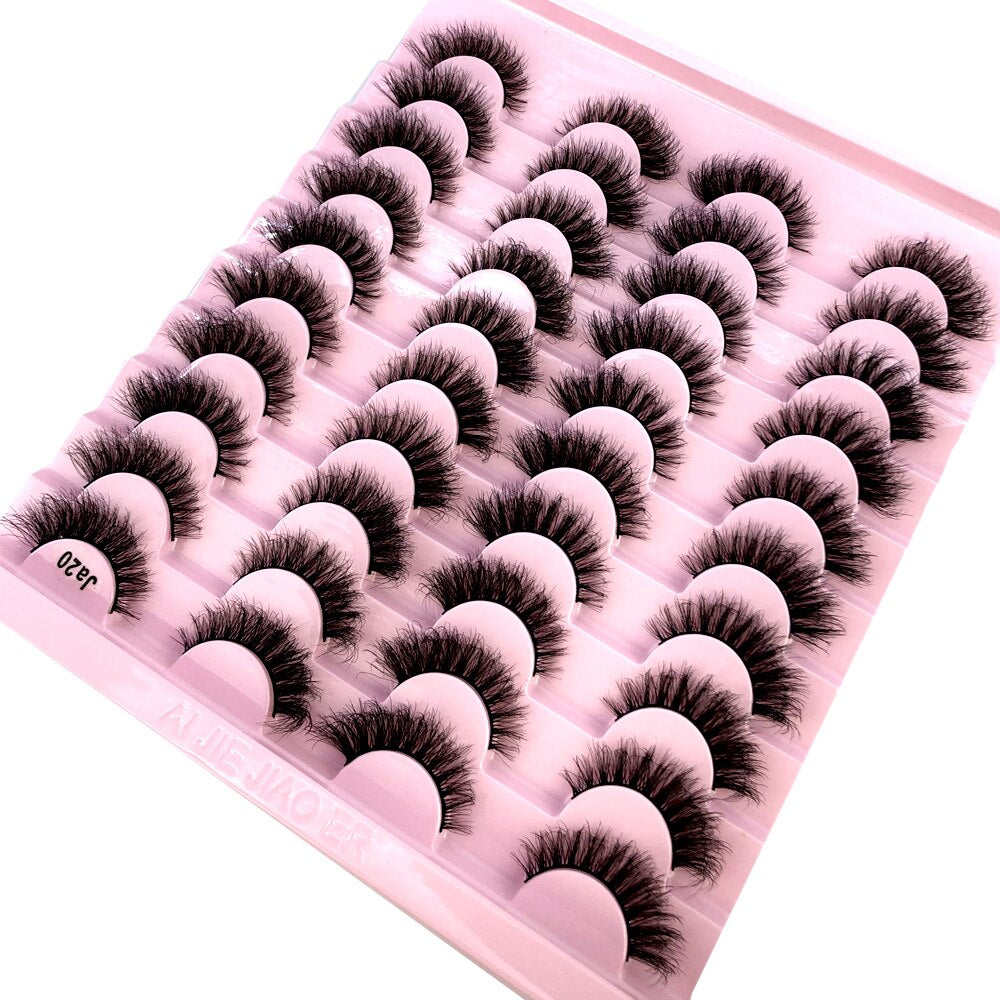 20 pairs 3D Mink Eyelashes Thick Natural False Eyelashes Crisscross Fake Eyelashes