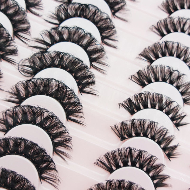 3D Mink Eyelashes Russian False Eyelashes DD Curl 10-23mm Reusable Fluffy False Eyelashes Extensions Mink Lashes