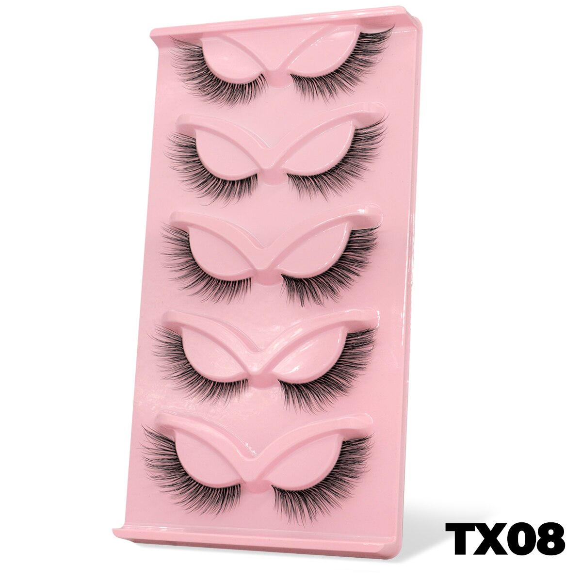Cat EyeLashes 5 pairs Short Fluffy Eyelashes Soft Natural long Strip Lashes Winged End Eye Elongated Lashes