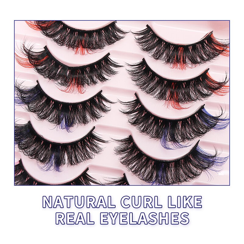 Colored Lash Natural Mink Fluffy Colorful Eyelashes Volume Fan Lashes Thick