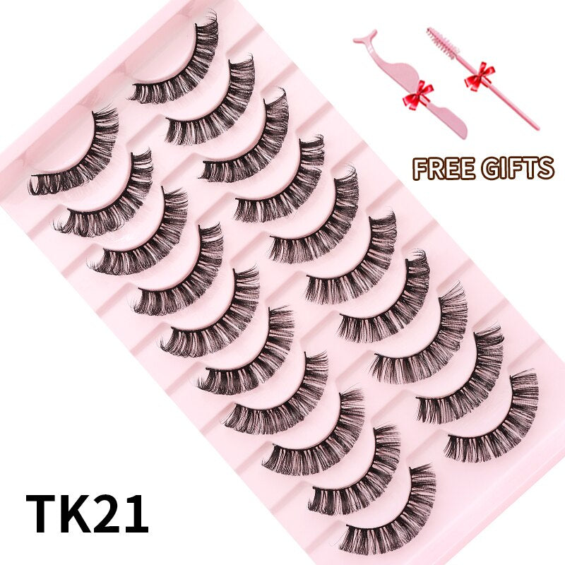 3D Mink Eyelashes Russian False Eyelashes DD Curl 10-23mm Reusable Fluffy False Eyelashes Extensions Mink Lashes